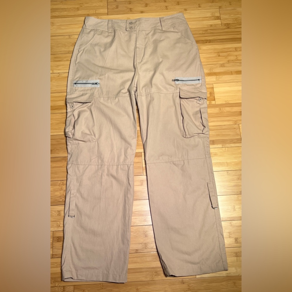 Mens Beige High Rise Lightweight 100% Cotton Cargo Utility Pants,Outdoors|Sz:XL